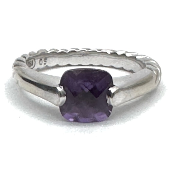 David Yurman18k White Gold Amethyst Ring